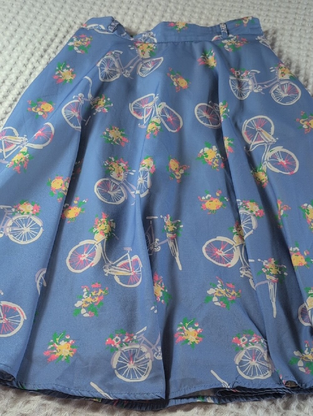 Modcloth Blue Bicycle Print A-Line Skirt Size S